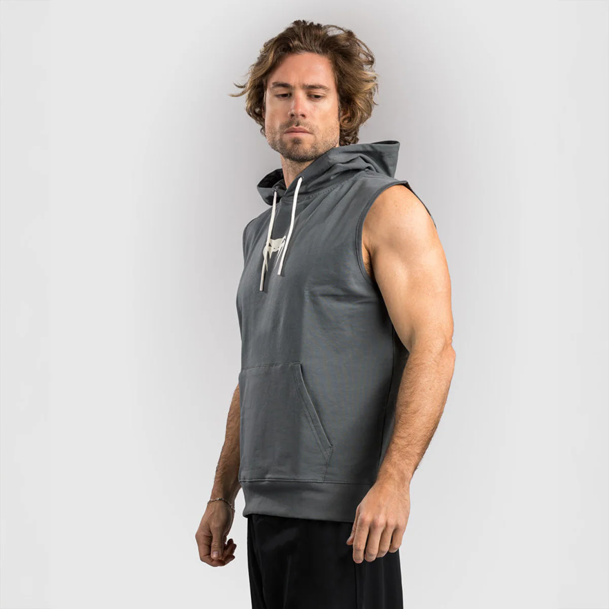 Sweat sans manches Venum Sparring avec capuche Grise – Image 3