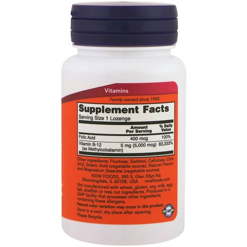 NOW Foods Vitamin B-12 5000 mcg – Image 2