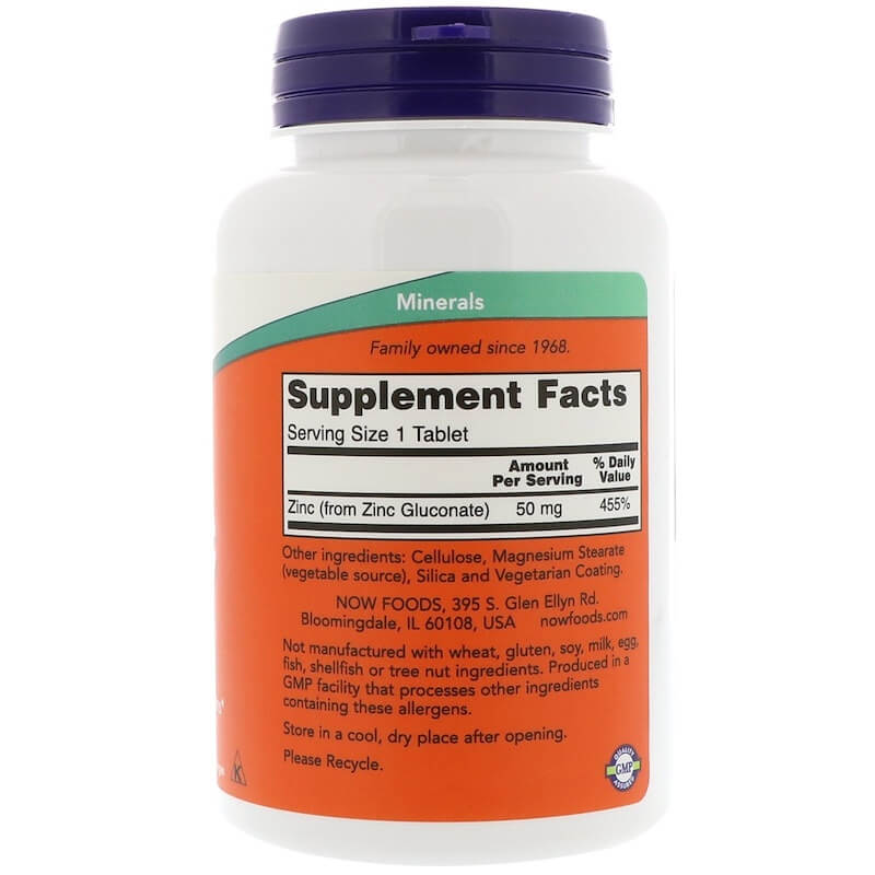 NOW Foods Zinc 50 mg (Gluconate) – Image 2