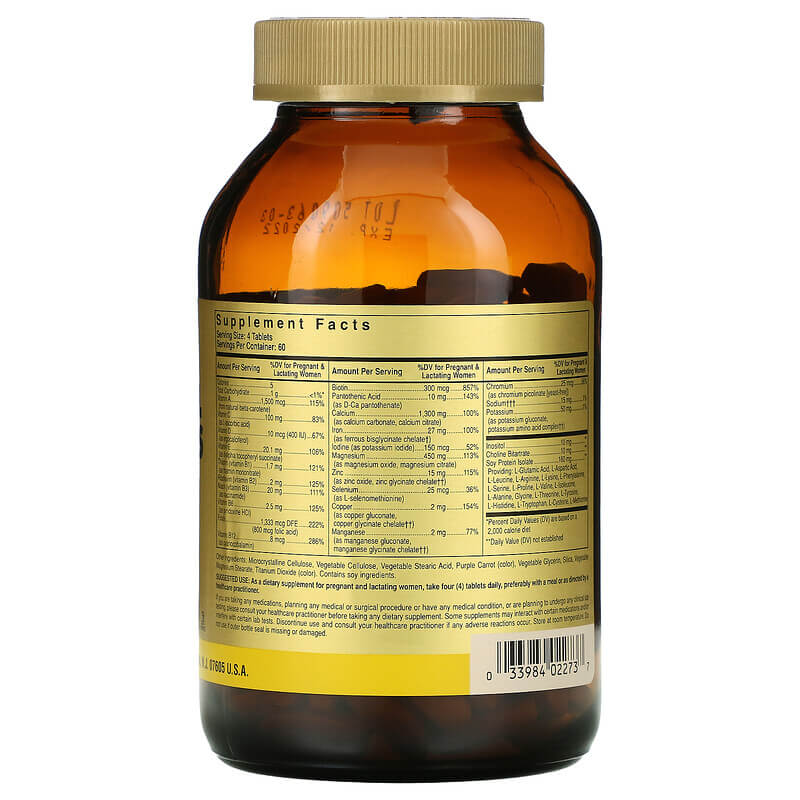 Solgar Prenatal Nutrients – Nutriments pour femmes enceintes & allaitantes – Image 2